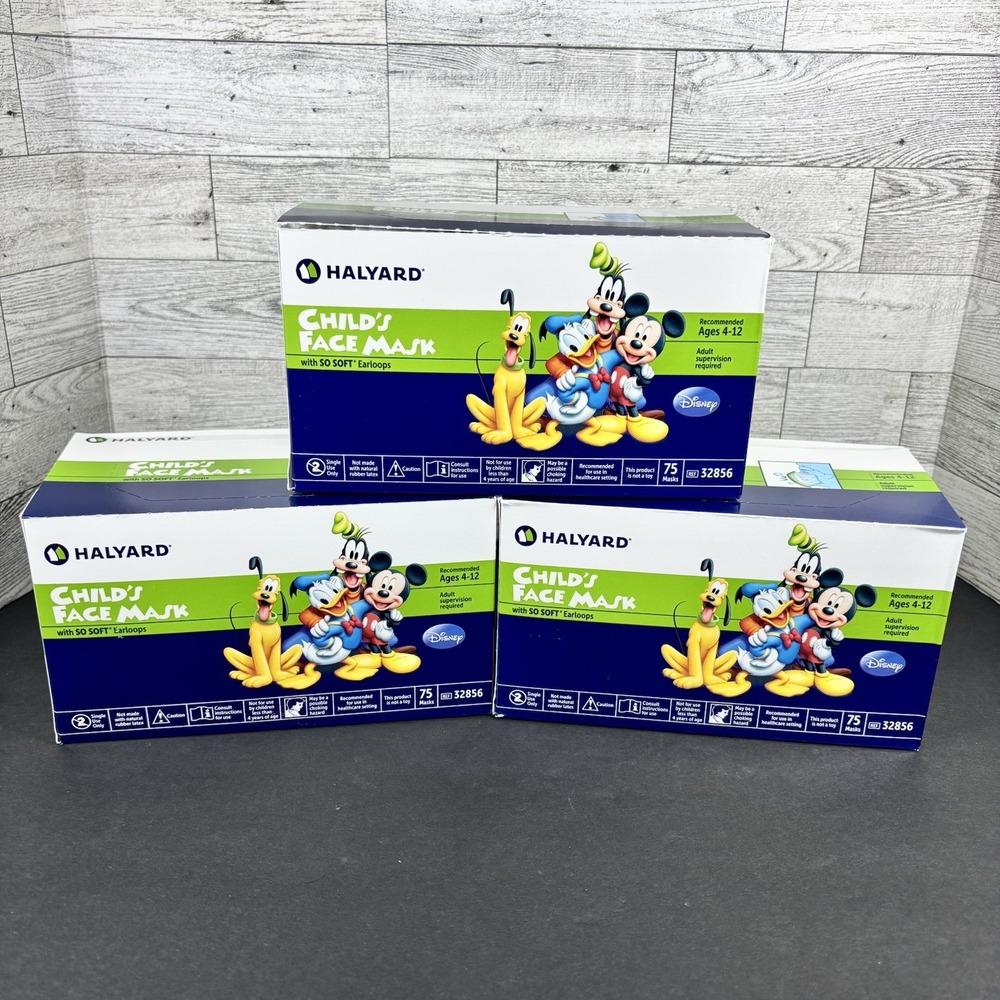 Halyard Child's Disney Characters Face‎ Mask - Pack of 75 LOT OF 3 Boxes